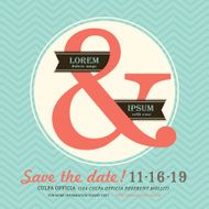 Modern Ampersand Wedding invitation with chevron background template