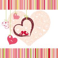 Lovebirds colorful heart shape card design N2