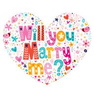 Will you Marry me heart shaped typography lettering decorative design N2