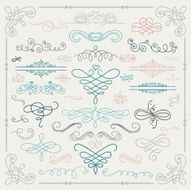 Vector Colorful Vintage Hand Drawn Swirls Collection N4