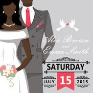 Mulatto bride and groom Cute wedding invitation N2