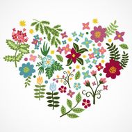 Vector flowers in floral heart N2