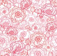 Poppies Line Art Seamless Pattern Background N2