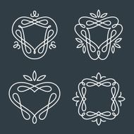 Set of simple line art monogram logo design N2