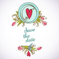 Save the date floral card Vintage invitation N2