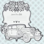 Retro car and floral elements