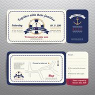 Nautical ticket wedding invitation and RSVP card with anchor rope