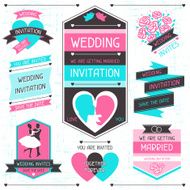 Wedding invitation retro set of design elements