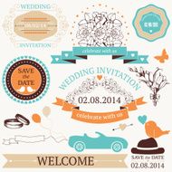 Vector set of wedding design elements