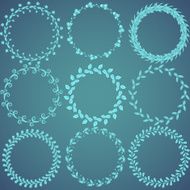 Round hand drawn floral pattern wreaths