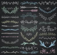 Vector Chalk Drawing Floral Dividers Arrows Swirls