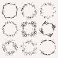 Vector Black Hand Sketched Floral Frames Borders