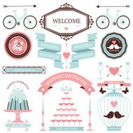 Vintage collection of Vector wedding design elements N4