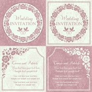 Baroque wedding invitation set pink and beige