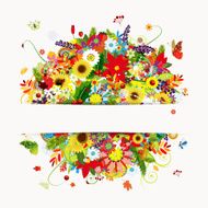 Gift card design with floral bouquet four seasons