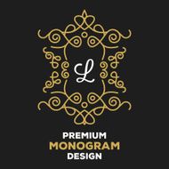 Royal calligraphic monogram emblem template