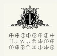 Monogram Template with two letters inscribed in a circle N2