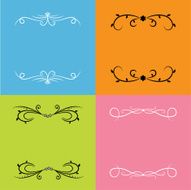 Calligraphic abstract frames Design element set Colored background