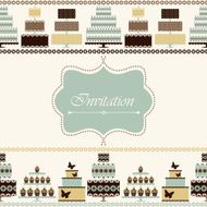 Vector card design with decorative cakes in vintage colors N2