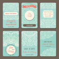 Set of perfect wedding templates with doodles tribal theme N2