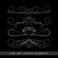 vector set of line art border elements for design N2