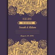 Invitation card with hand drawn golden roses background N4