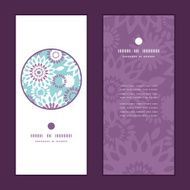 Vector purple and blue floral abstract vertical round frame pattern