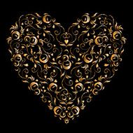 Heart shape stylized golden ornament