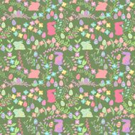 Vector Seamless Tileable Easter Background Pattern with Flowers N3