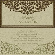 Baroque wedding invitation brown N3