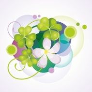 Abstract vector background with clover and flower