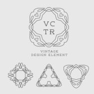 Vector set of outline emblems and badges N5