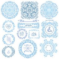 Winter swirls decor Frame wreath mandala set N2