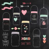 Chalkboard Wedding Mason Jar- Illustration N2