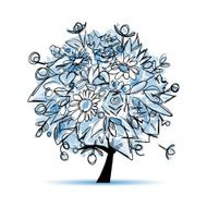 Frozen winter tree floral for your design