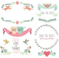 Wedding Flora Vintage Laurel Wreath Elements- illustration