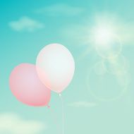 Pink balloon on the background sky Vector vintage filter