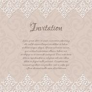 Vector beige baroque damask invitation blank