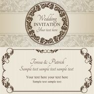 Baroque wedding invitation brown and beige N3