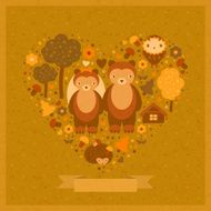 vector wedding funny card with bears