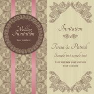 Baroque wedding invitation brown and beige N4