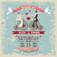 Retro wedding invitation Bride groom decor elements N3