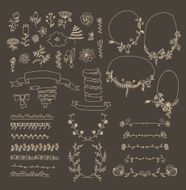 Big set of floral graphic design elements N35