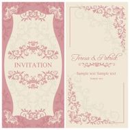 Baroque wedding invitation pink and beige N6