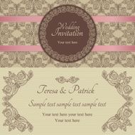 Baroque wedding invitation brown and beige N5