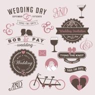 Vintage wedding invitation design graphic elements N2