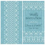 Baroque wedding invitation blue N2