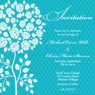 Blue Rose Tree Wedding Invitation