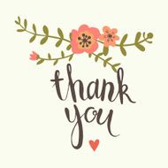 Vector thank you card with floral ornament background