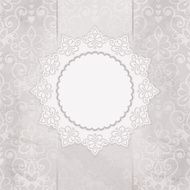 Silver Damask Background With Pattern And Frame - Illustration